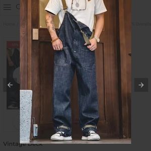 Vintage deck overall summer washed straight leg for men